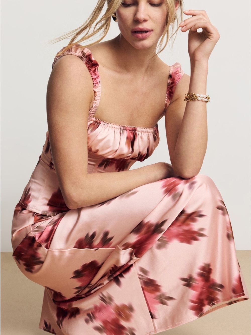 WeWoreWhat Pink Floral Satin Maxi Dress - Picture 3 of 6